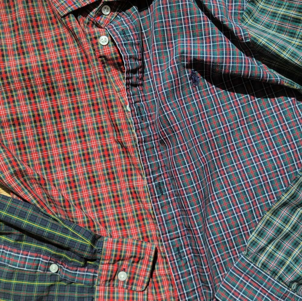 Mixed Plaid Button Up